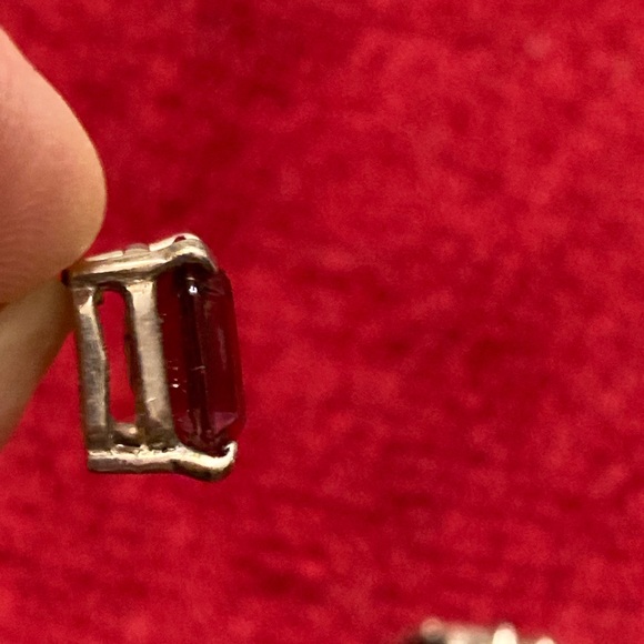 Vintage Amethyst Earrings.             Large Rectangle Studs - Picture 5 of 6